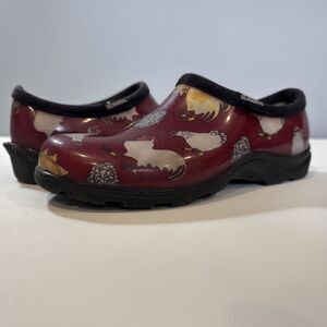 Sloggers Red Chickens And Roosters Womens Size 7 Waterproof - Made In The USA